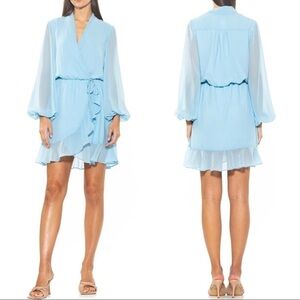 NWT Alexia Admor Kathlyn Blouson Ruffle Skirt Mini Dress Halogen Blue